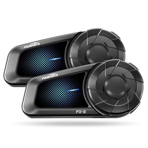 FODSPORTS FX-S Motorcycle Helmet Bluetooth Headset, 2 Pack Helmet Intercom, Bluetooth for Motorcycle Helmet, Motorcycle Bluetooth Intercom (IP67 Waterproof/Noise Reduction/Microphone) (Double Pack)