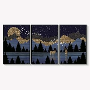 Framed Canvas Wall Art for Living Room, Bedroom Abstract Landscape Dream Place Canvas Prints for Home Decoration Ready to Hanging - 16"x24"x3 Panels