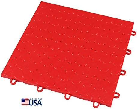 IncStores 1/2 Inch Thick Grid-Loc Interlocking Garage Floor Tiles | Plastic Flooring for a Stronger and Safer Garage, Workshop, Shed, or Trailer | Coin, Victory Red, 12 Pack