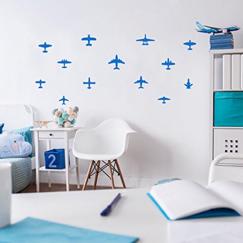 KoalaBear Brand Boys Wall Decal Airplane Decals Removable Aeroplane Wall Sticker Decorative Peel And Stick Nursery Room Décor,36 pcs, Blue