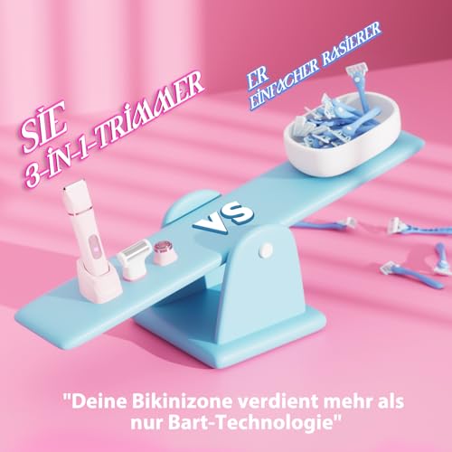 Women's Razor, 3-in-1 Intimate Shaver for Women, for Body & Bikini Zone Trimmer, Facial Hair Remover for Women, Women's Shaver Electric IPX7, USB Charging Station, Trimmer Women's Intimate Area, Pink