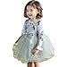 yongy Tutu Princess Casual Dress Printed Puff Long Sleeves for Baby Girl (Dusty Blue, 4-5Y)