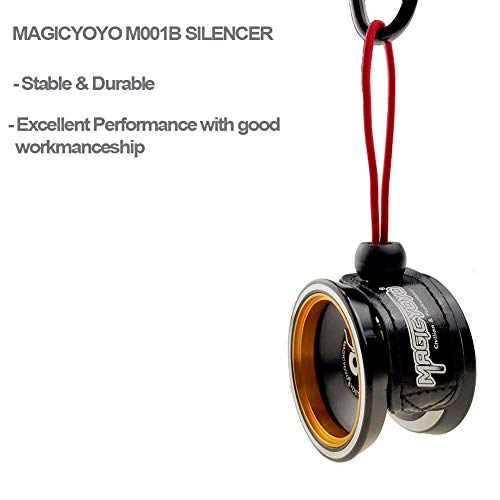 YOSTAR Metal Yoyo Professional Yoyo MAGICYOYO Silencer M001-B Unresponsive Yoyo - Stable Yoyo - Durable Black Yoyo Made of Aluminum + Holster, Yoyo Bag, Glove, 5 Yoyo Strings(Black & Golden)