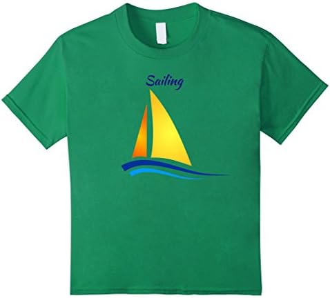 Kids Sailing Sailboat Sport T-shirt 6 Kelly Green