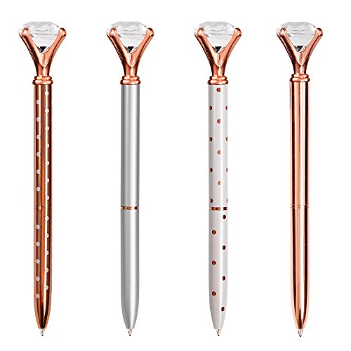 12pcs-Diamond-Ballpoint-Pens-with-Bonus-12pcs-Ballpoint-Pen-Refills-and-1pc-Pen-Bag-Big-Crystal-Rose-Gold-PenBling-Pens-Make-Beautiful-Gifts-for-WomenKidsGirlsCo-Workers-and-Teachers