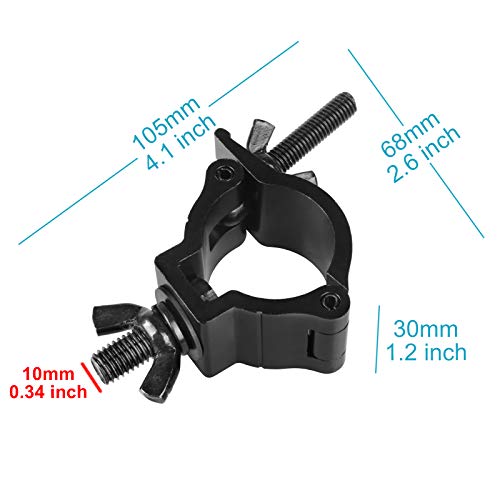 10 Pack Clamps Fit 35-40mm OD Pipe 1.38-1.58 Inch DJ Lighting Mount Quick Lock Duty 220 Lbs Aluminum Alloy 6061 - Thumbnail 4