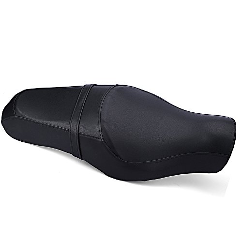 Motorcycle Front Rear Seat Rider Passenger Leather Cushion for Harley Davidson Sportster 883 XL1200,by ECLEAR - Black