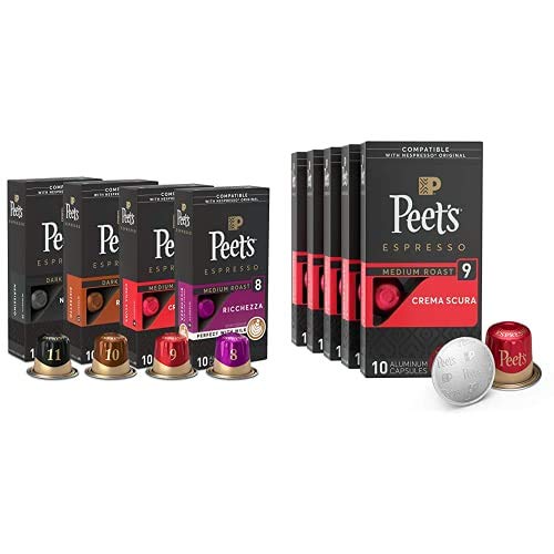 Peet's Coffee Espresso Capsules, Variety Pack (40 count) & Crema Scura