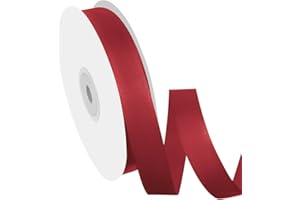 Isaspire 5/8" Width x 50 Yards Satin Fabric Ribbon, Burgundy Ribbon Perfect for DIY Bows, Swags, Gift Wrapping, Craft, Flower Bouquet，Christmas and Party Decoration