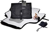 Portable Diaper Changing Pad, Cushioned Mat with Built-in Pillow, Black with Pockets, Waterproof Travel Mat, Bonus Pacifier Pouch