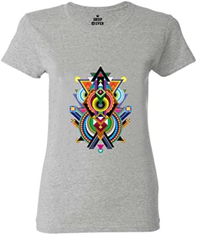 HANGTIANKEJI Art Geometric Triangle Crew Neck Graphic Muscle Fashion Tech Tee May Vary Cotton Short Sleeve Women T-shirt Size L