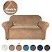 Turquoize High Stretch Sofa Slipcover Velvet Plush Slipcover Form Fit Strapless Couch Covers for Living Room Spandex Loveseat Slipcovers, Slip Resistant Furniture Protector (Loveseat, Luggage)