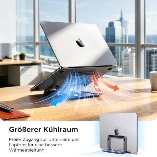 Laptop Ständer Vertikal, 2-in-1 Aluminium Laptop Stand