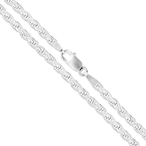 Sterling Silver Diamond-Cut Rope Chain 3mm Solid 925 New Necklace 20"