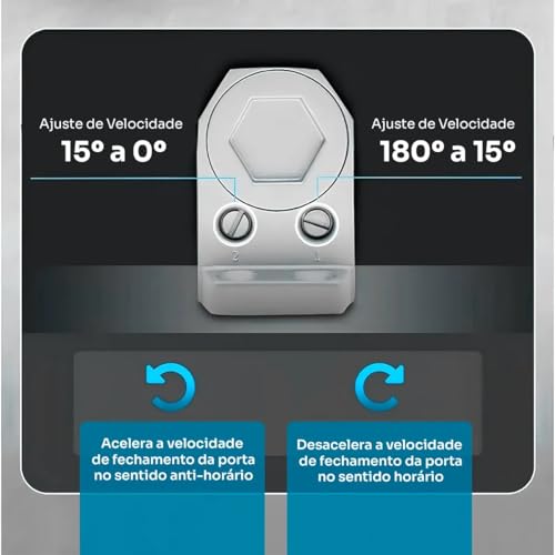 Mola Aerea Braço Amortecedor Hidráulica Fechar Porta Fechador Automatico Com Regulagem