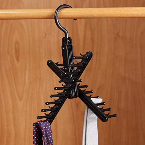 StorageMaid - 3-Pack - Tie & Belt Rack - Necktie Accessories Organizer - 20 Non-Slip Hanger Hooks Each - Rotates 360 Degrees - Storage Solution for Neckties and Belts - Thumbnail 6