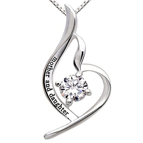 "Mother, Daughter cubic zirconia, Sterling Silver necklace.