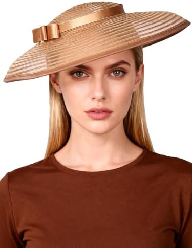 F FADVES Fascinators for Women Elegant Wide Brim Tea Party  display picture 2