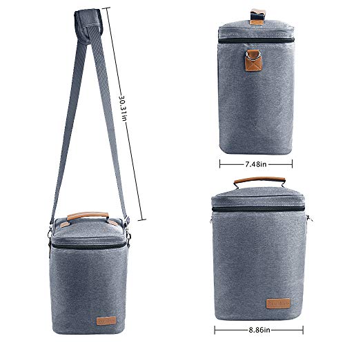 Insulated Wine Carrier Tote - Samshow 4 Bottle Wine Carrier with Shoulder Strap, Padded Protection, and Corkscrew for Travel, Camping and Picnic, Perfect Wine Lover (Grey) - Thumbnail 7