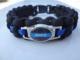 Police Thin Blue Line Wife Paracord Survival Bracelet with Charm By Bostonred2010