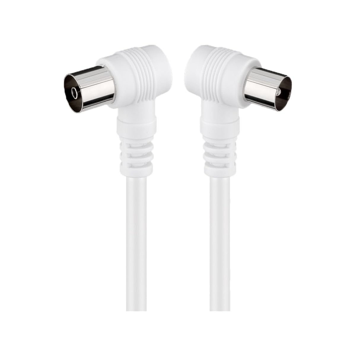 Goobay 11521 Angled Antenna Cable (<70 dB), 2X Shielded, 2.5m Length, white