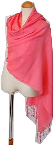 NEW COLORS Women's Pashmina Plain Merino Wool 100% Shawl /Wrap (One Size, Pink 2)