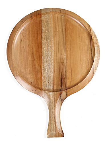 Wooden Pizza Peels, Heritage wood Pizza Peel, Wood Pizza Peel Round, Pizza Paddle Cutting Board with Handle for Homade Baking Pizza, Bread, Cutting Fruit, Vegetables, Cheese -Natural - 16"x11.5"
