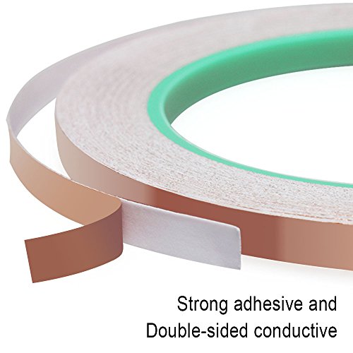 3 Pack Copper Foil Tape with Conductive Adhesive Copper Foil for Stained Glass, EMI Shielding, Paper Circuits, Electrical Repairs, Grounding(1/4inch)