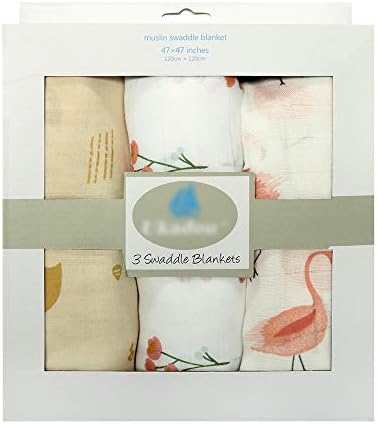 Muslin Swaddle Blankets for Baby Girl Boy - Organic Soft Bamboo & Cotton 4747 Large,3 Pack (Bamboo C01)