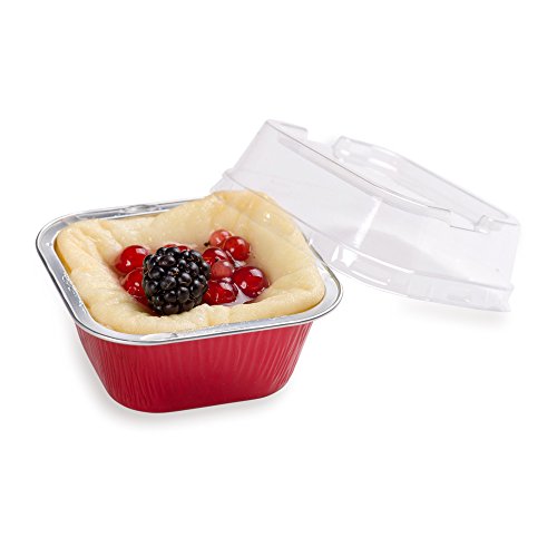 3.4 Ounce Disposable Ramekins With Lids, 100 Square Creme Brulee