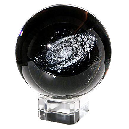 Waltz&F 60mm Galaxy Paperweight,Fengshui Crystal Ball Home Decoration,Full Sphere with Stand