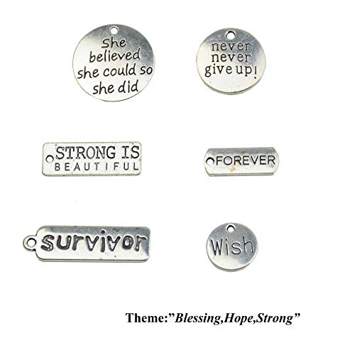 Aokbean 56pcs Inspirational Word Charms Pendant Beads for Necklace Bracelets Jewelery Making Supplies DIY Craft