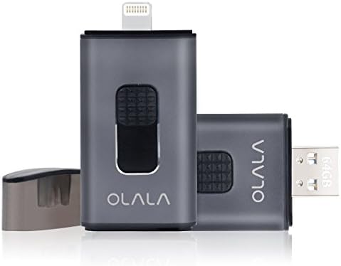 iPhone Lightning Flash Drive, OLALA 64GB USB 3.0 Memory Stick Thumb Pen Drive Jump Drive IOS External Storage Expansion for iPhone iPad Mac iOS PC Laptops[Apple MFI Certified] (Gray)