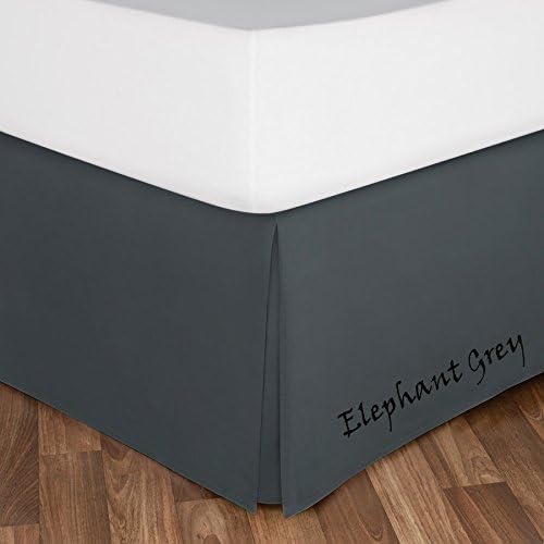 NH Luxuries Bedding Tailored Pleated King Size 1PC 400 Thread Count Bed Skirt - 8" Perfect Drop Length - Solid Color { Grey } Egyptian Quality Made By NH Linen