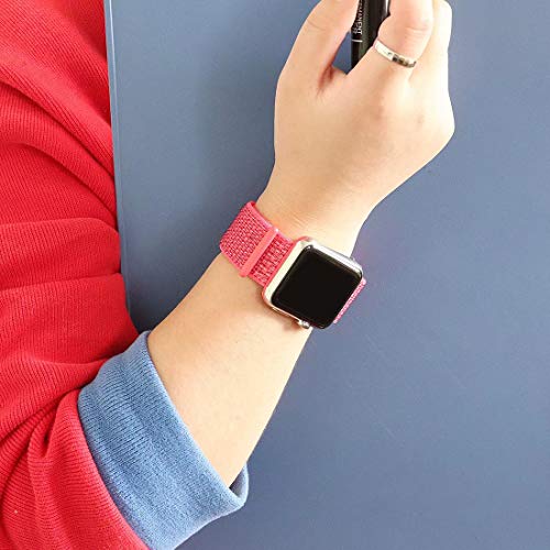 HILIMNY Compatible for Apple Watch Band 38mm 40mm, New Nylon Sport Loop, Adjustable Closure Wrist Strap, Replacement Band Compatible for iWatch Series 4 3 2 1(38mm 40mm, Nectarine)