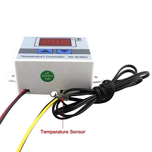 Digital LED Temperature Controller Thermostat Control Switch Waterproof Probe Wire Connect High Sensitivity Temperature Sensor-White 12V