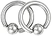 Set of 2 Rings: 10g Surgical Steel 1/2" Captive Bead Hoop Circular Barbell Earrings