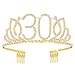 Frcolor 30th Birthday Tiara Crystal Rhinestone Women Crown with Combs (Gold)