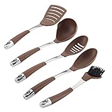Circulon 47521 5-Piece Nylon W/Stainless Steel Mixed Tool Set, Chocolate