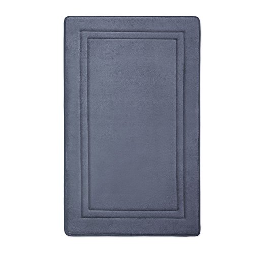MICRODRY 10882 Quick Drying Memory Foam Bath mat with GripTex skid-resistant base, 21 x 34, Medium Blue