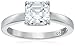 Amazon Collection Platinum-Plated Sterling Silver Swarovski Zirconia Asscher-Cut Solitaire Ring (2 cttw)