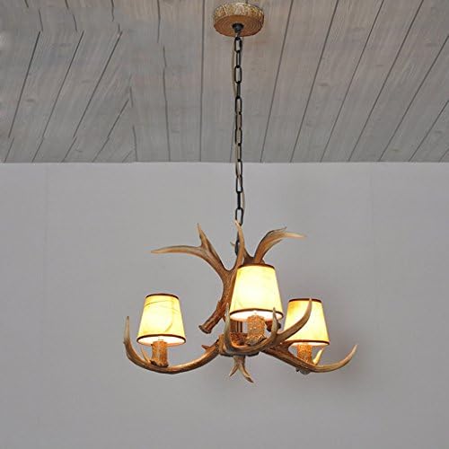 Antler Chandelier American Country Retro Restaurant Bedroom European Creative Personality Living Room Antler Chandelier (3 Head) [Energy Class A+]