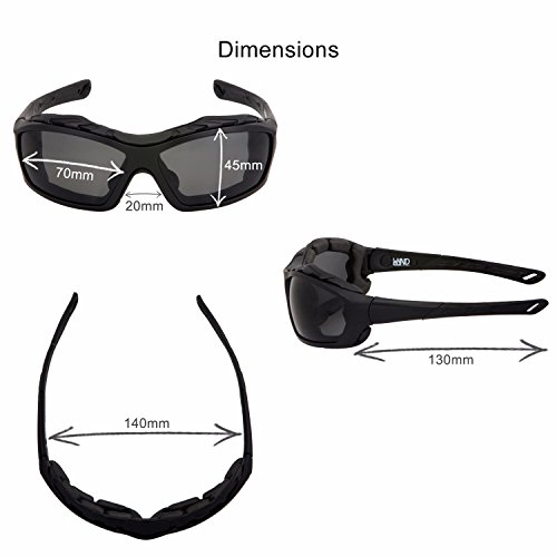 WYND Blocker Polarized Riding Sunglasses Extreme Sports Wrap Motorcycle Glasses (Black / PZ Smoke)