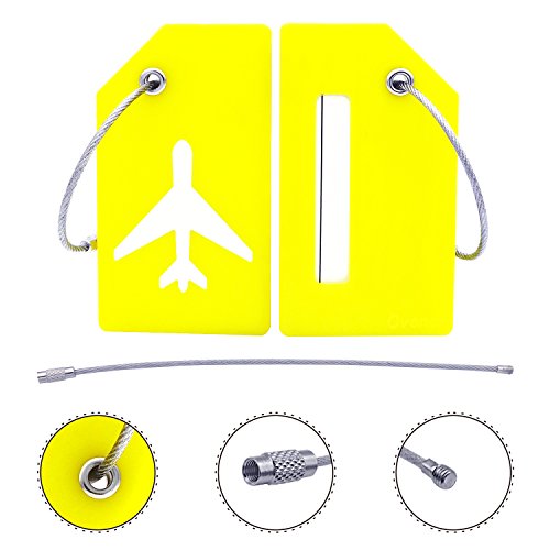 Silicone Luggage Tag With Name ID Card Perfect to Quickly Spot Luggage Suitcase (Yellow)