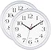 Bernhard Products White Wall Clocks 10 Inch, Set of 2 Silent Non Ticking Quality Quartz Battery Operated Round Easy to Read Home/Office/Kitchen/School Classroom Clock