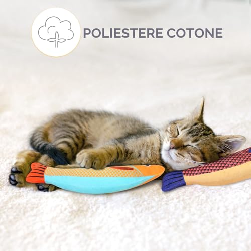 Aibuddy Cat Toy, 3 Pieces Cat Toy with Catnip, Bell, Fish Toy for Cat, Interactive Toys for Play, Bite, Chew