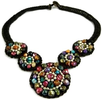 Ploy! Rainbow Floral Shell Beads Choker Necklace Handmade Hipie Bohemian KA8