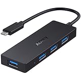 AUKEY USB C Hub, Ultra Slim USB C Adapter with 4 USB 3.0 Ports for MacBook Pro 2017 iMac, Google Chromebook Pixelbook, USB Type C Devices (Black)