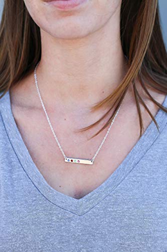 Birthstone Bar Necklace - Choose Crystal Colors, Chain Length, Silver Rose Gold Options - Christmas  - //coolthings.us