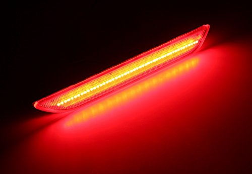 iJDMTOY (2) Smoked Lens LED Rear Side Marker Lamps with 48-SMD Red LED Lights For 2015-up Ford Mustang